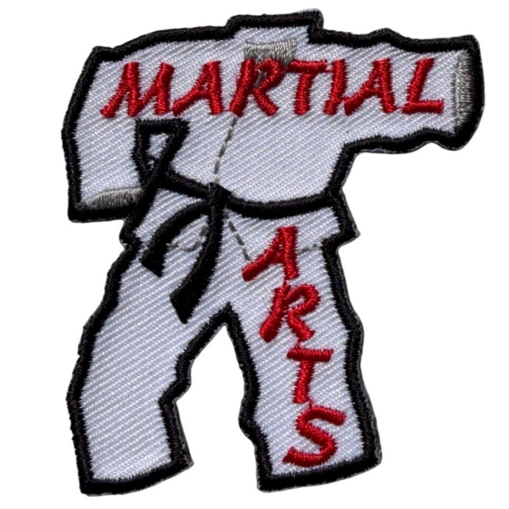 Martial Arts Karate Gi Patch White Uniform Black Belt Embroidered Applique